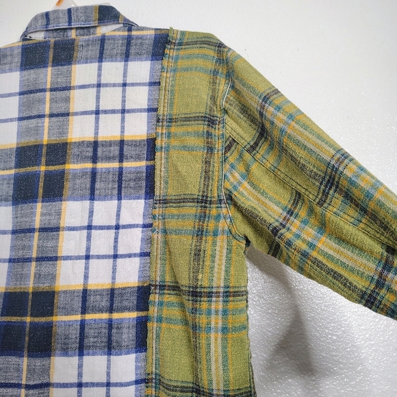 BDG Checked Flannel Shirt with Brown/Green Accents Sz XS Oversized ChestPockets - Picture 13 of 15